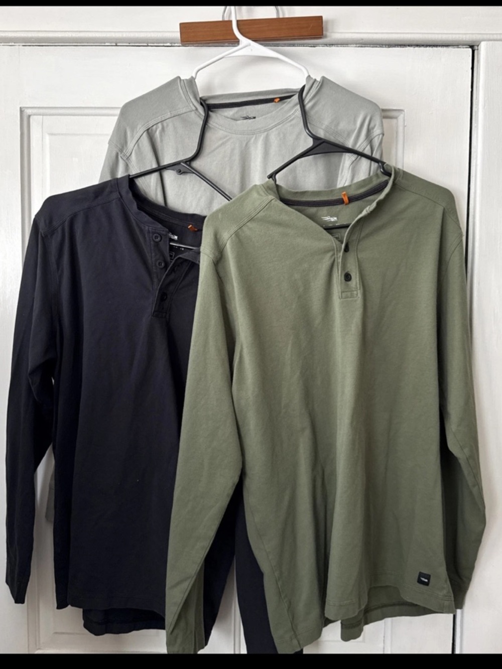 3 Men's Long Sleeve Sitka Gear Henley Shirts - Black ,Green and Gray
